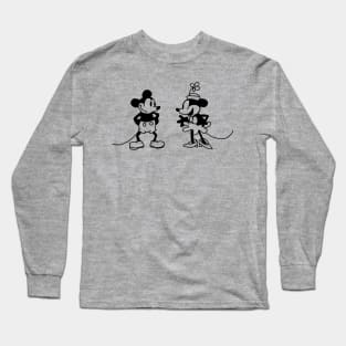 Cute Boy Mouse and Girl Mouse in Steamboat Willie Long Sleeve T-Shirt